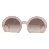 Matte baby pink plastic circular frame with straight bottom sunglasses