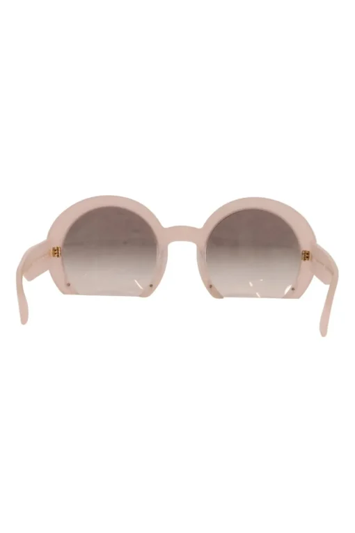 Matte baby pink plastic circular frame with straight bottom sunglasses