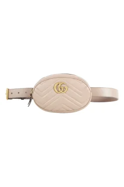 Mauve leather GG 'Marmont' matelasse oval belt bag