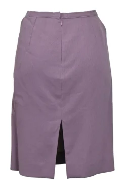 Mauve virgin wool single breasted tailored jacket and pull-on slit-back slip skirt suit set