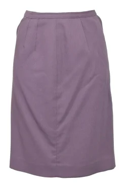 Mauve virgin wool single breasted tailored jacket and pull-on slit-back slip skirt suit set