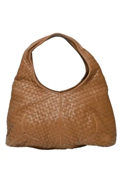 Medium Brown Intrecciato Leather Hobo Shoulder Bag