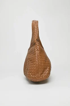 Medium Brown Intrecciato Leather Hobo Shoulder Bag