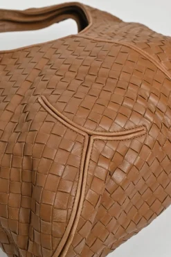 Medium Brown Intrecciato Leather Hobo Shoulder Bag