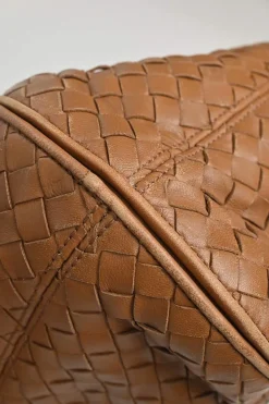 Medium Brown Intrecciato Leather Hobo Shoulder Bag