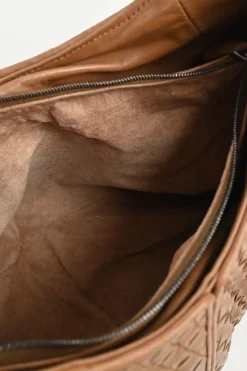 Medium Brown Intrecciato Leather Hobo Shoulder Bag