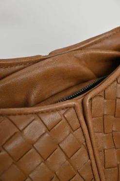Medium Brown Intrecciato Leather Hobo Shoulder Bag