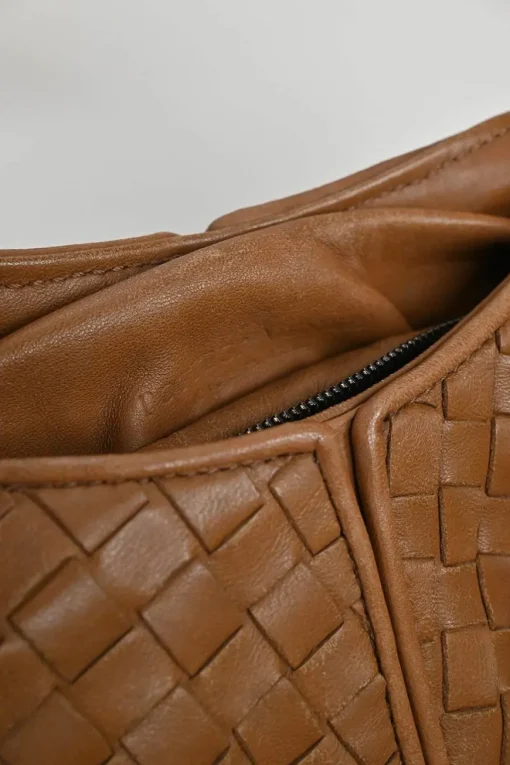 Medium Brown Intrecciato Leather Hobo Shoulder Bag