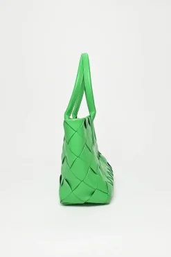Medium Grass Intrecciato Leather Cabat Tote Bag