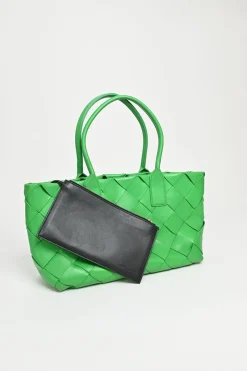 Medium Grass Intrecciato Leather Cabat Tote Bag