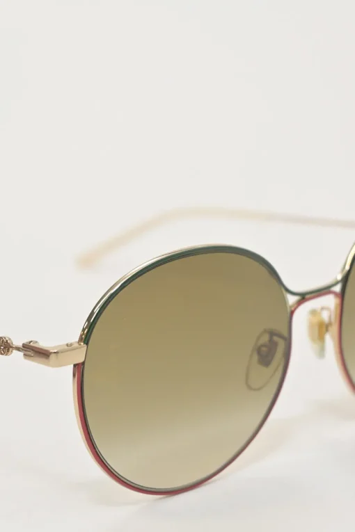 Metal and tinted polycarbonate round-eye sunglasses
