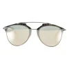 Metal frame sunglasses with top bar in anthracite with pink temples and mirror lenses