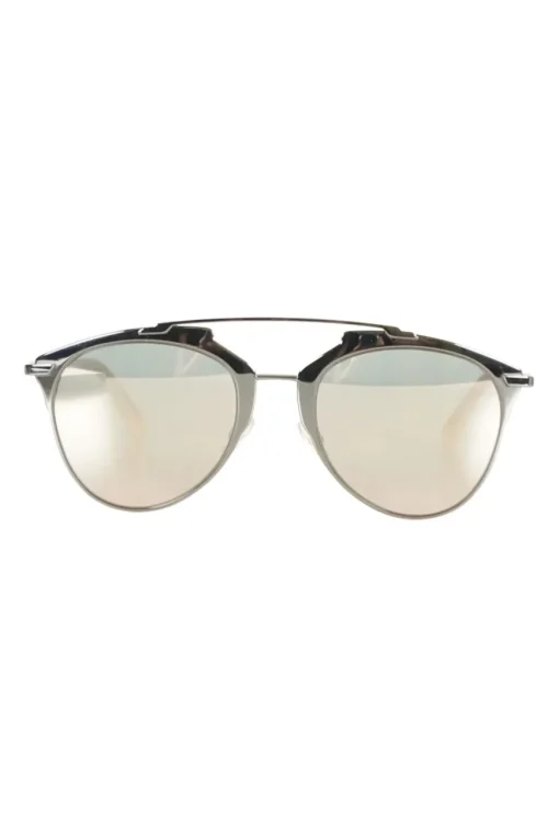 Metal frame sunglasses with top bar in anthracite with pink temples and mirror lenses