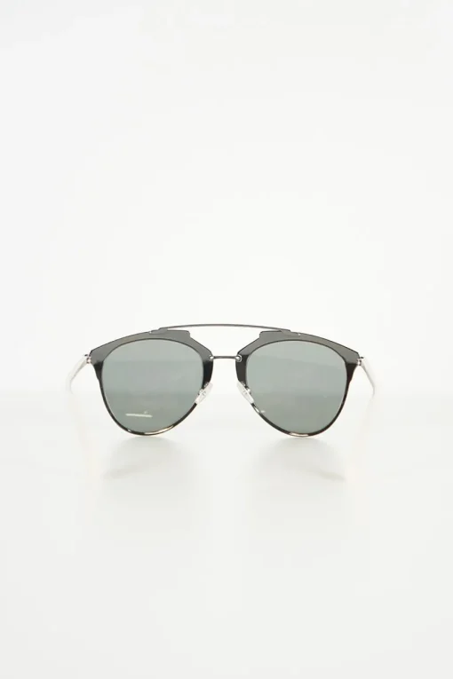 Metal frame sunglasses with top bar in anthracite with pink temples and mirror lenses