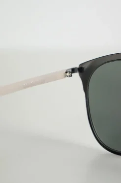 Metal frame sunglasses with top bar in anthracite with pink temples and mirror lenses
