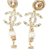 Metal Glass Strass Pearly White Crystal Earrings