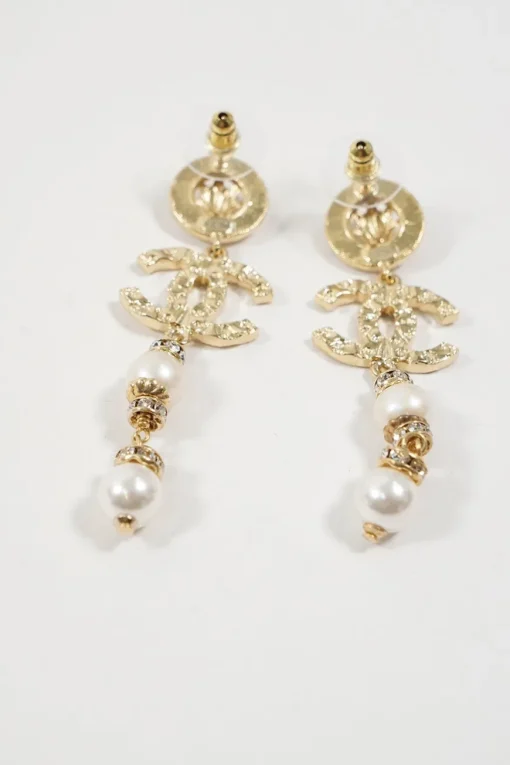Metal Glass Strass Pearly White Crystal Earrings