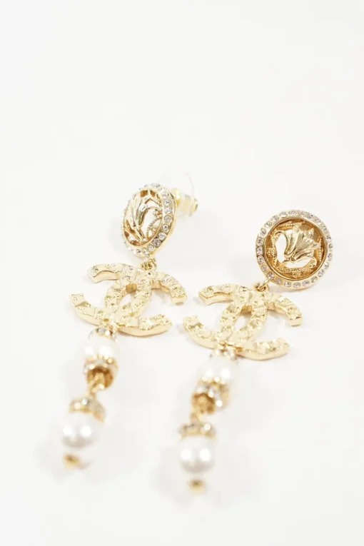 Metal Glass Strass Pearly White Crystal Earrings