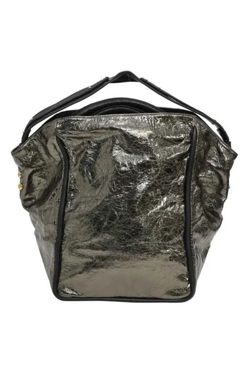 Metallic crinkle leather Basket 02 bag