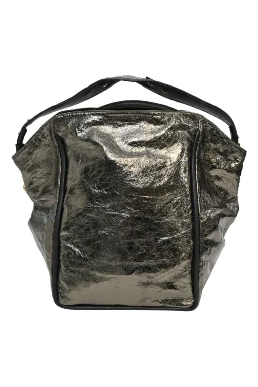 Metallic crinkle leather Basket 02 bag
