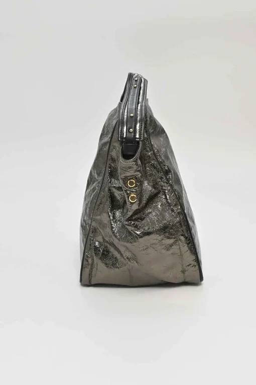 Metallic crinkle leather Basket 02 bag