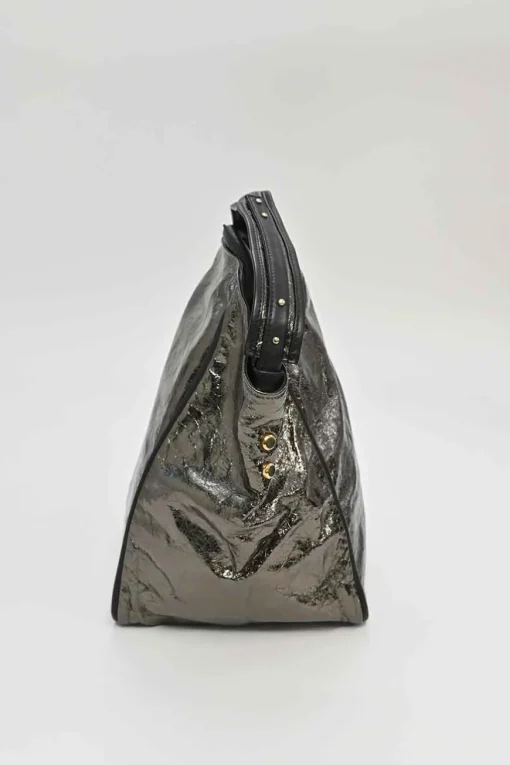 Metallic crinkle leather Basket 02 bag