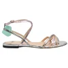 Metallic foiled lambskin Colibri criss-cross ankle strap sandals