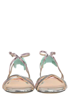 Metallic foiled lambskin Colibri criss-cross ankle strap sandals