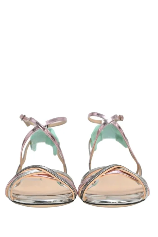 Metallic foiled lambskin Colibri criss-cross ankle strap sandals