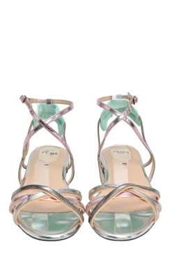 Metallic foiled lambskin Colibri criss-cross ankle strap sandals