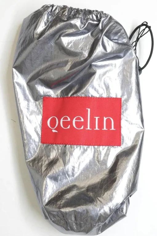 Metallic silver puffer scarf with carrying pouch