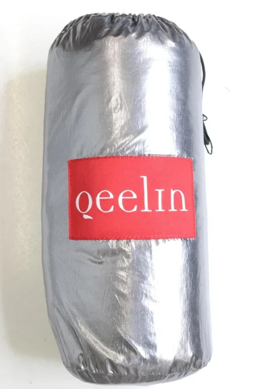 Metallic silver puffer scarf with carrying pouch