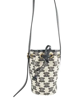 Micro drawstring in Textile with Tromphe Embroidery Mini Bag
