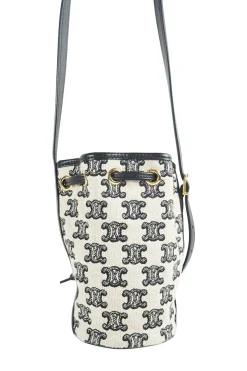 Micro drawstring in Textile with Tromphe Embroidery Mini Bag