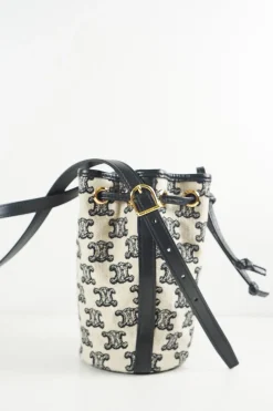 Micro drawstring in Textile with Tromphe Embroidery Mini Bag