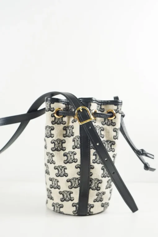 Micro drawstring in Textile with Tromphe Embroidery Mini Bag