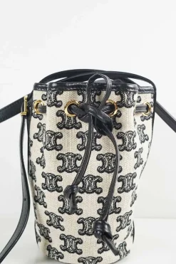 Micro drawstring in Textile with Tromphe Embroidery Mini Bag