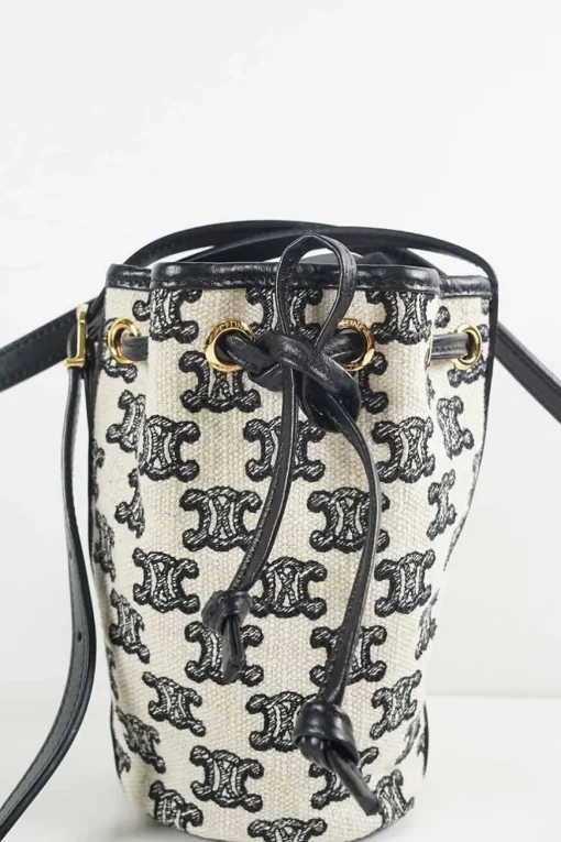 Micro drawstring in Textile with Tromphe Embroidery Mini Bag