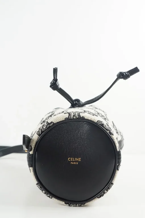 Micro drawstring in Textile with Tromphe Embroidery Mini Bag