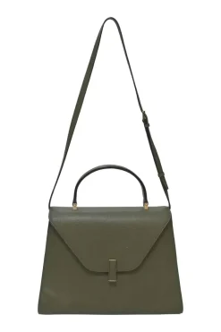 Military green Milepunte calfskin Iside top handle trapeze bag with detachable shoulder strap