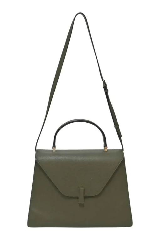 Military green Milepunte calfskin Iside top handle trapeze bag with detachable shoulder strap