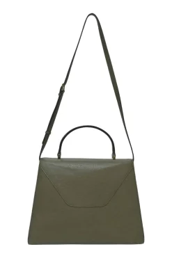 Military green Milepunte calfskin Iside top handle trapeze bag with detachable shoulder strap