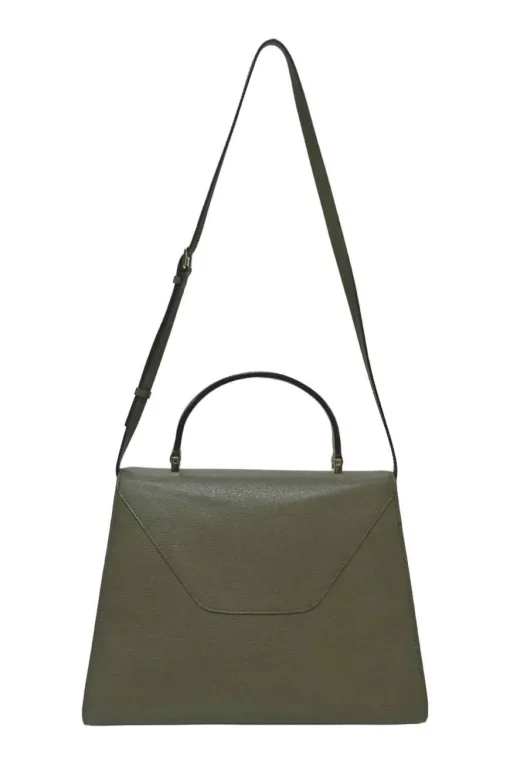 Military green Milepunte calfskin Iside top handle trapeze bag with detachable shoulder strap