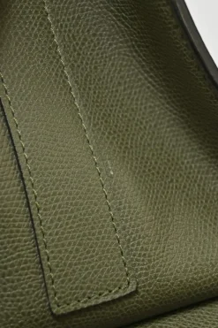 Military green Milepunte calfskin Iside top handle trapeze bag with detachable shoulder strap