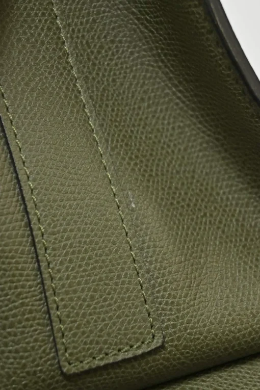 Military green Milepunte calfskin Iside top handle trapeze bag with detachable shoulder strap