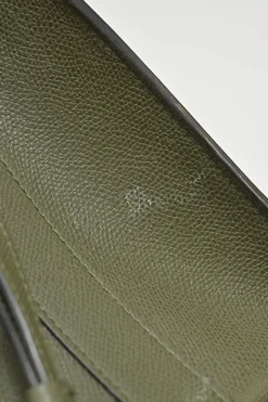 Military green Milepunte calfskin Iside top handle trapeze bag with detachable shoulder strap