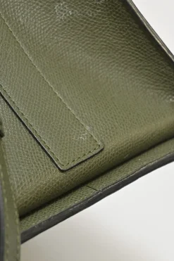 Military green Milepunte calfskin Iside top handle trapeze bag with detachable shoulder strap