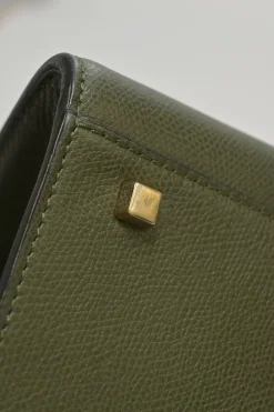 Military green Milepunte calfskin Iside top handle trapeze bag with detachable shoulder strap