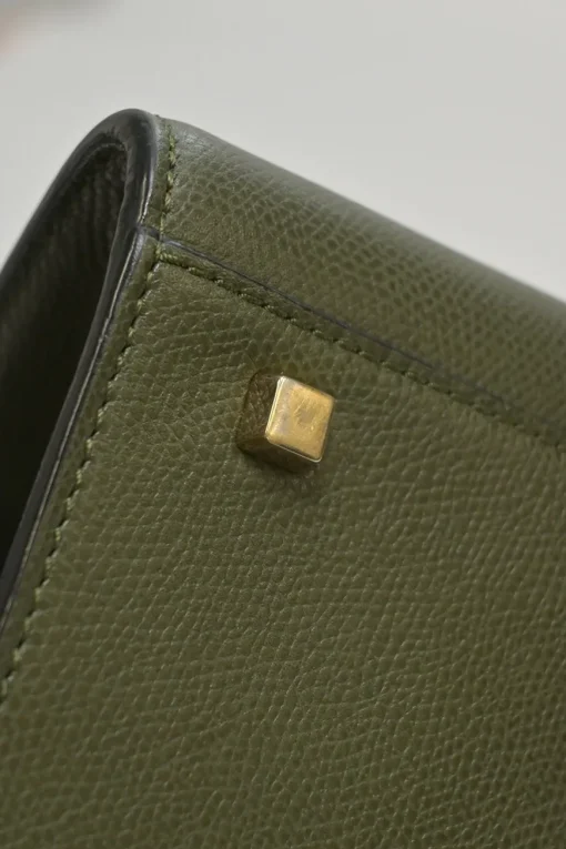 Military green Milepunte calfskin Iside top handle trapeze bag with detachable shoulder strap