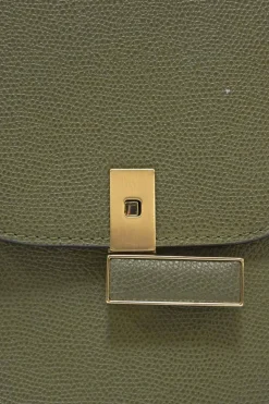 Military green Milepunte calfskin Iside top handle trapeze bag with detachable shoulder strap